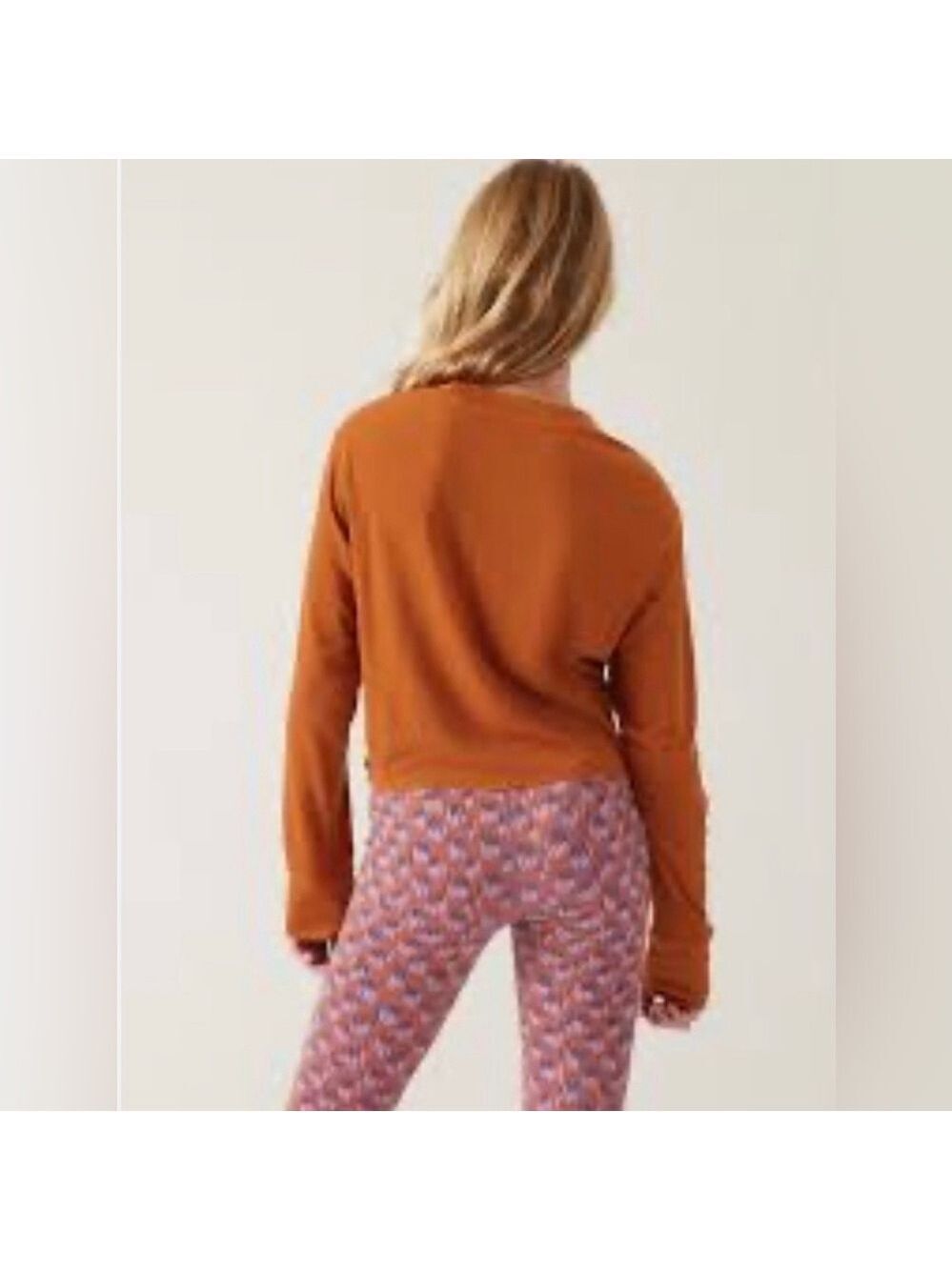 Athleta Girl Wander Waffle Long Sleeve Top Foliage Orange Size XL/14 - Picture 6 of 7